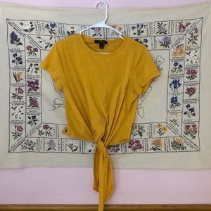 Forever 21 Yellow Tied Tee